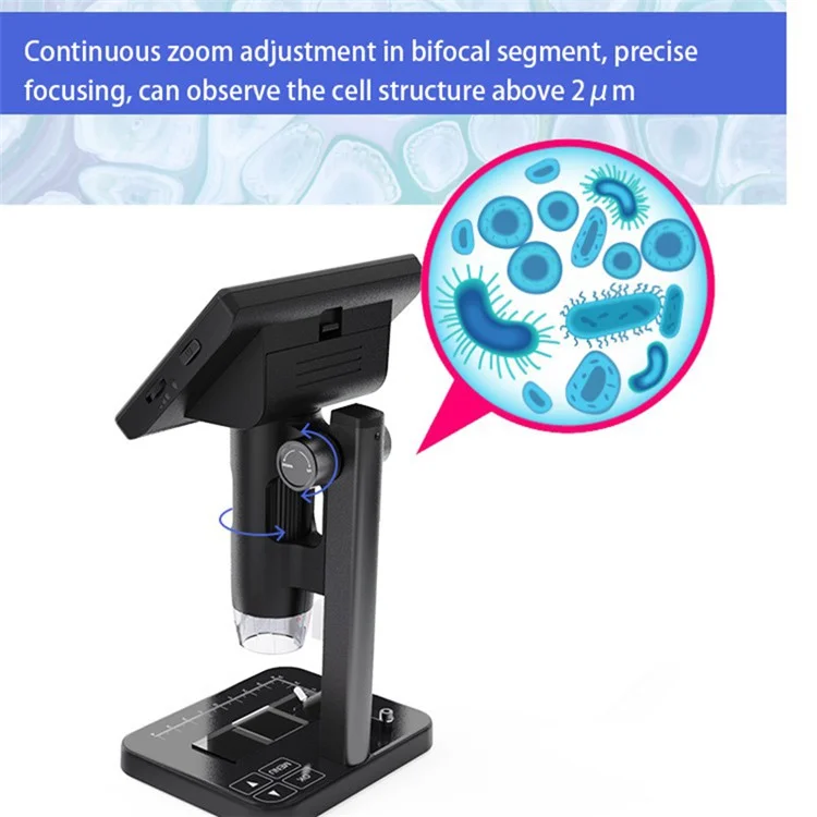 MS03 Microscopio Digitale ad Alta Definizione Scherma IPS da 5 Pollici 8000X Microscopio Biologico Ingrandimento