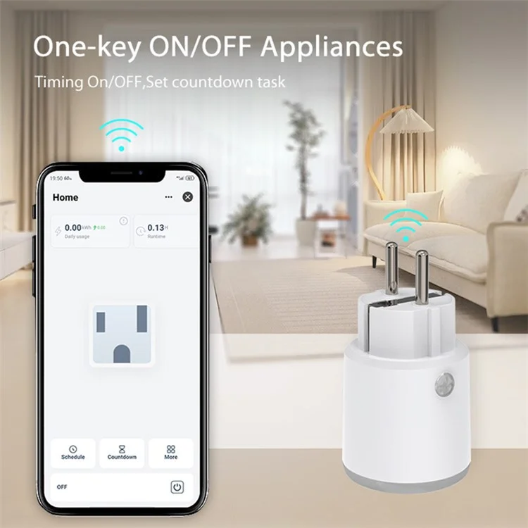 NEO NAS-WR15WM Tuya Maty Wifi Smart Smart 16A Control de Voz Smart Power Plug Con Medidor de Alimentación, Enchufe FR