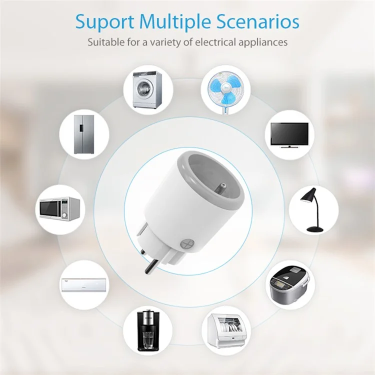 NEO NAS-WR15WM Tuya Maty Wifi Smart Smart 16A Control de Voz Smart Power Plug Con Medidor de Alimentación, Enchufe FR