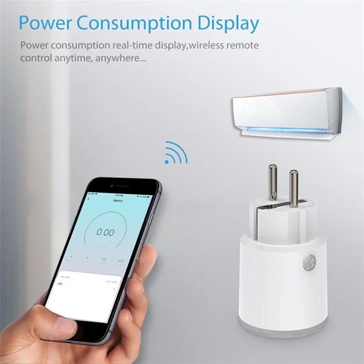 NEO NAS-WR15WM Tuya Maty Wifi Smart Smart 16A Control de Voz Smart Power Plug Con Medidor de Alimentación, Enchufe FR