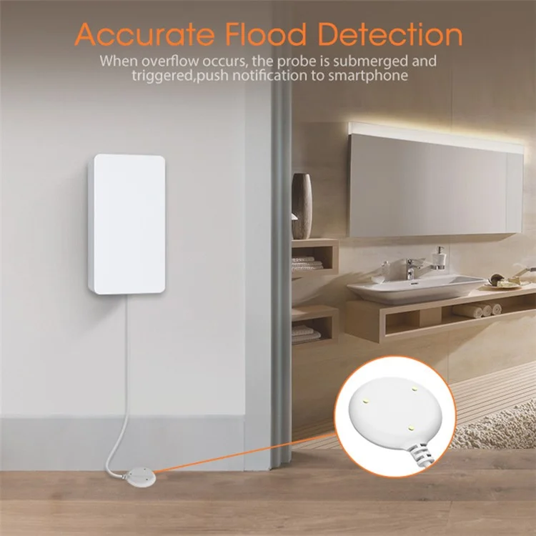 NEO NAS-WS05BH Tuya HomeKit e Sensor de Inundação Inteligente de Modo Dual ZigBee Detector de Água com Alarme de Inundação (Sem Bateria)