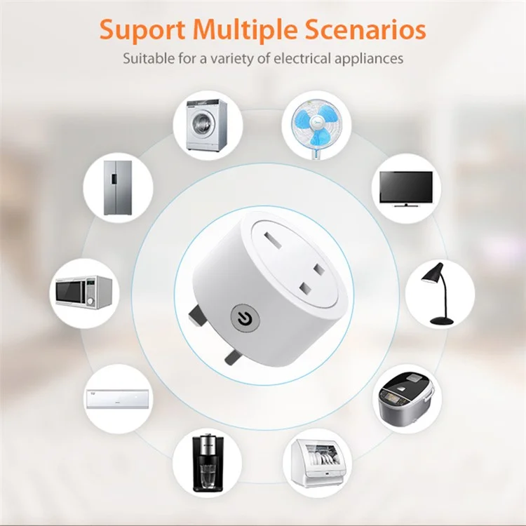 NEO NAS-WR16B Zigbee 3.0 Intelligenter Steckdosenadapter 16A Smartphone-Steuerung Stecker mit Stromzähler, UK-Stecker 