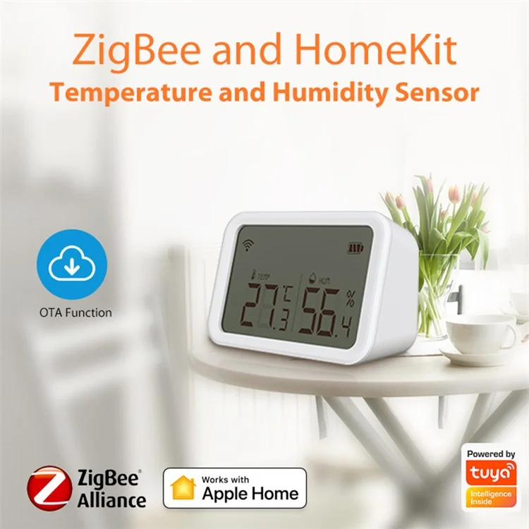 Neo Nas-th02bh Tuya Homekit e Temperatura e Umidade ZigBee Sensor Inteligente 2 em 1 Exibição de Tela Home Detector