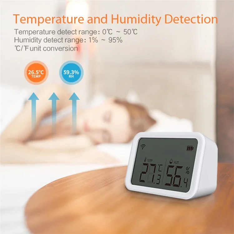 NEO NAS-TH02BH Tuya HomeKit and ZigBee Temperature and Humidity Smart Sensor 2-in-1 Screen Display Home Detector (No Battery)