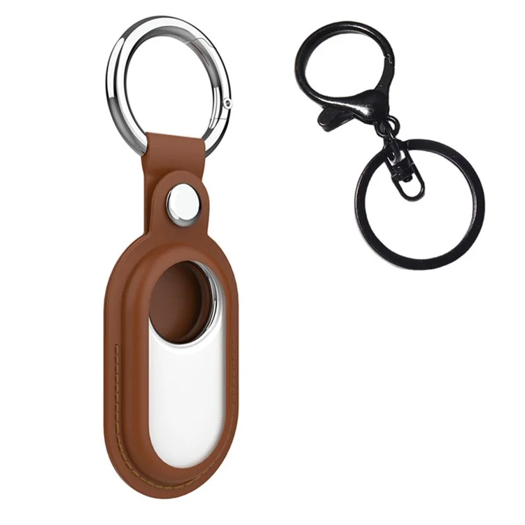 For Samsung Galaxy SmartTag2 Silicone Case Bluetooth-compatible Tracker Protective Case with Anti-Lost Buckle - Brown