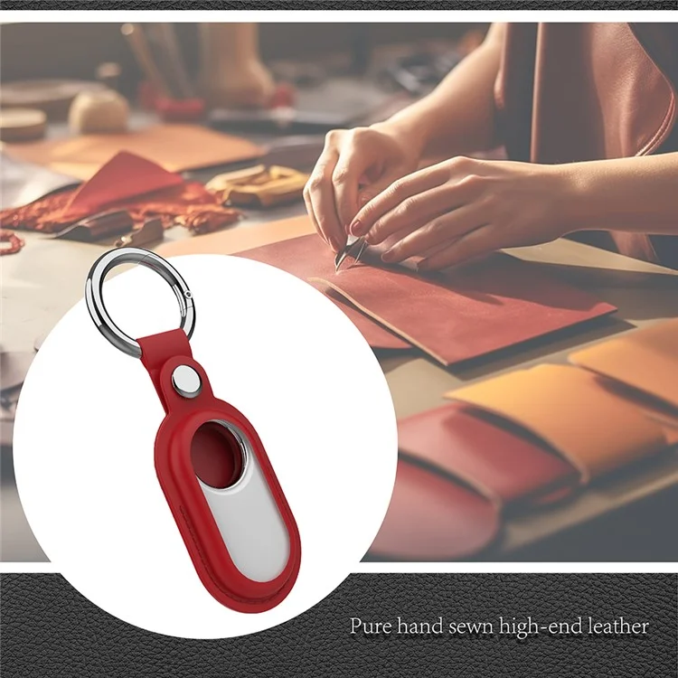 For Samsung Galaxy SmartTag2 Silicone Case Bluetooth-compatible Tracker Protective Case with Anti-Lost Buckle - Brown