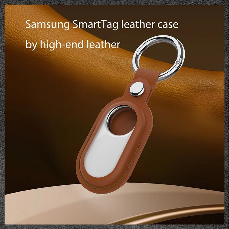 For Samsung Galaxy SmartTag2 Silicone Case Bluetooth-compatible Tracker Protective Case with Anti-Lost Buckle - Brown