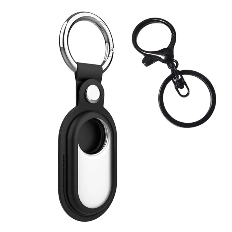 For Samsung Galaxy SmartTag2 Silicone Case Bluetooth-compatible Tracker Protective Case with Anti-Lost Buckle - Black