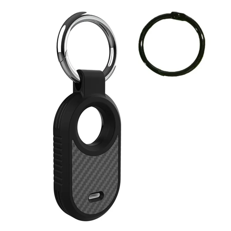 Carbon Fiber Pattern TPU for Samsung Galaxy SmartTag2 Bluetooth-compatible Tracker Protective Case with Buckle - Black