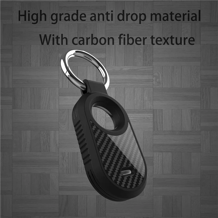Carbon Fiber Pattern TPU for Samsung Galaxy SmartTag2 Bluetooth-compatible Tracker Protective Case with Buckle - Black