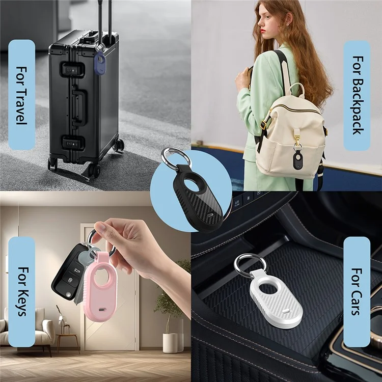 Carbon Fiber Pattern TPU for Samsung Galaxy SmartTag2 Bluetooth-compatible Tracker Protective Case with Buckle - Black