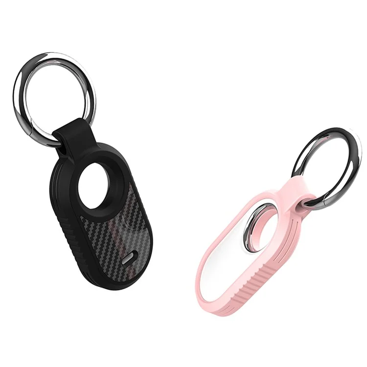 Carbon Fiber Pattern TPU for Samsung Galaxy SmartTag2 Bluetooth-compatible Tracker Protective Case with Buckle - Black