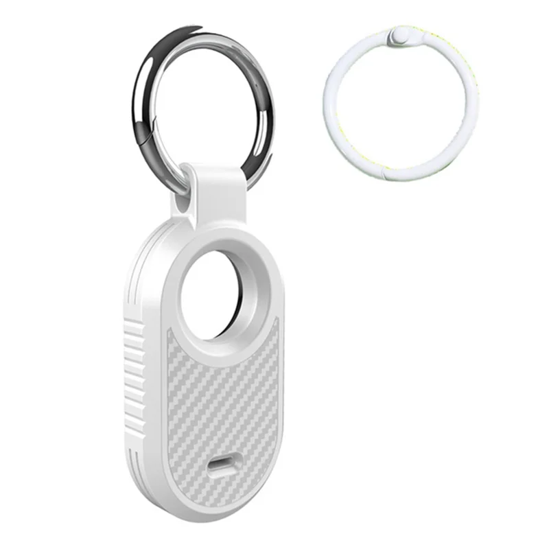 Carbon Fiber-mønster TPU til Samsung Galaxy SmartTag2 Bluetooth-kompatibel Tracker beskyttelsesdækk med spænde - Hvid