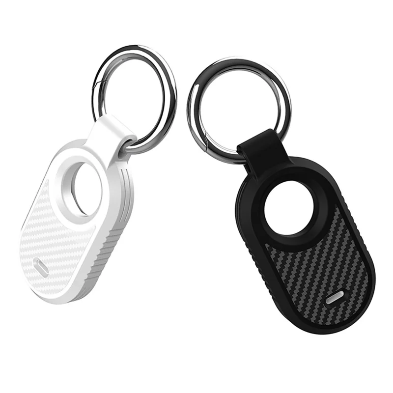 Carbon Fiber-mønster TPU til Samsung Galaxy SmartTag2 Bluetooth-kompatibel Tracker beskyttelsesdækk med spænde - Hvid