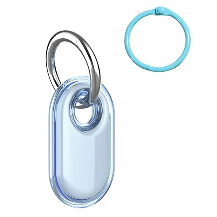 For Samsung Galaxy SmartTag2 Case Bluetooth-compatible Tracker IP68 Waterproof Clear TPU Cover with Buckle - Blue
