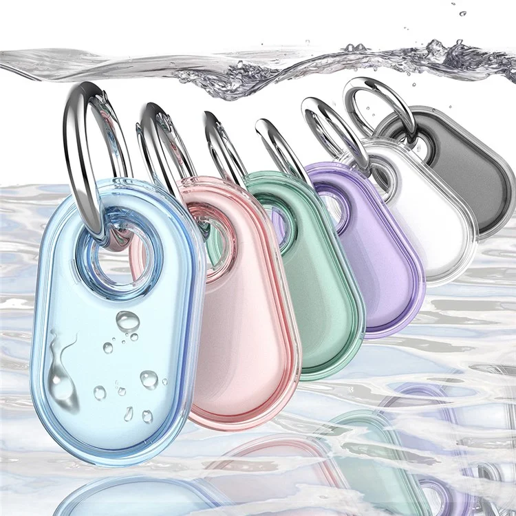 For Samsung Galaxy SmartTag2 Case Bluetooth-compatible Tracker IP68 Waterproof Clear TPU Cover with Buckle - Blue