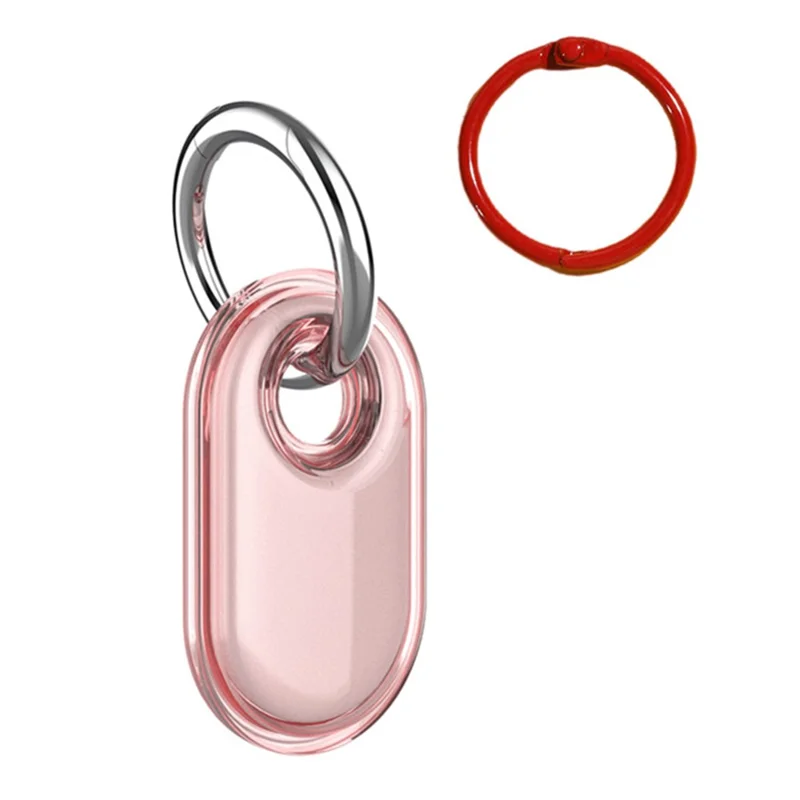 For Samsung Galaxy SmartTag2 Case Bluetooth-compatible Tracker IP68 Waterproof Clear TPU Cover with Buckle - Pink