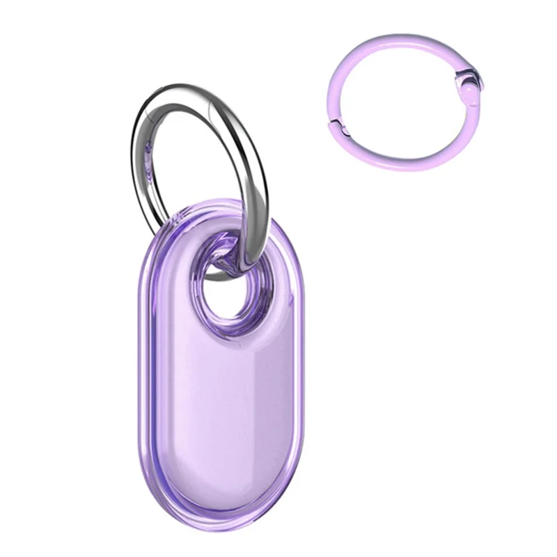 For Samsung Galaxy SmartTag2 Case Bluetooth-compatible Tracker IP68 Waterproof Clear TPU Cover with Buckle - Purple