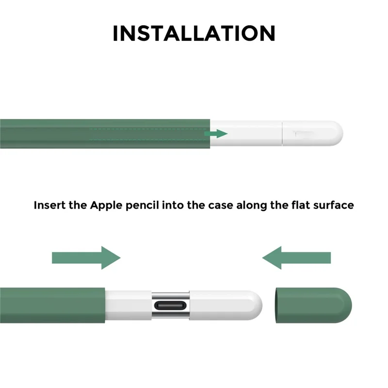 AHASTYLE PT65-3 For Apple Pencil (USB-C) Silicone Sleeve Anti-Drop Pencil Protective Cover -  Dark Green