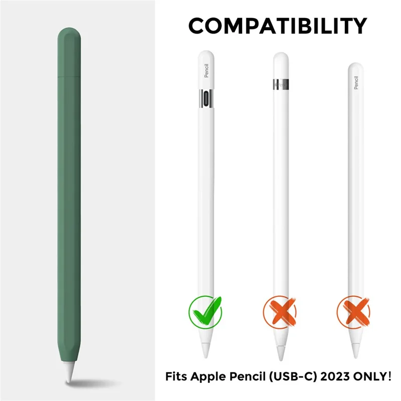 AHASTYLE PT65-3 For Apple Pencil (USB-C) Silicone Sleeve Anti-Drop Pencil Protective Cover -  Dark Green