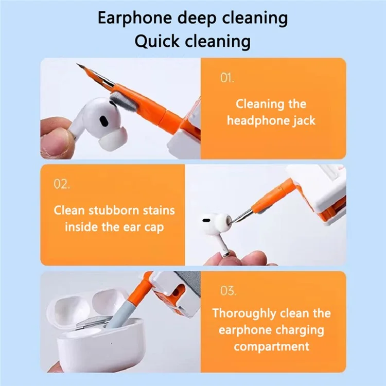 12-in-1 Keyboard Cleaning Kit for Laptops Computer Camera Lens Phone Screen Cleaner Brush Set - White+Grey