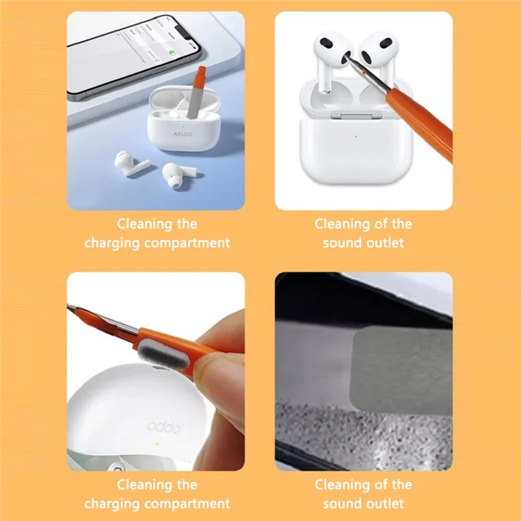 12-in-1 Keyboard Cleaning Kit for Laptops Computer Camera Lens Phone Screen Cleaner Brush Set - White+Grey