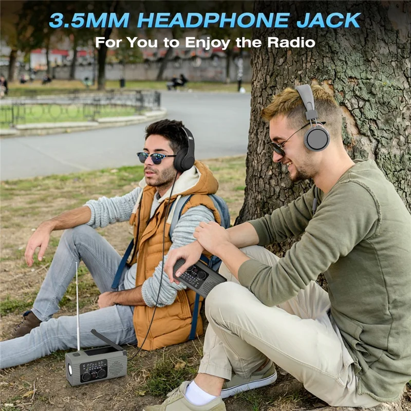 YX318 AM/FM/NOAA Weather Radio Portable 2000mAh Solar Hand Crank Power Bank with Flashlight - Orange