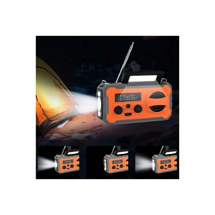 YX328 Torcia LED Solare Manuale di Emergenza 4000mAh Power Bank Radio FM Campeggio Strumento di Sopravvivenza - Arancione