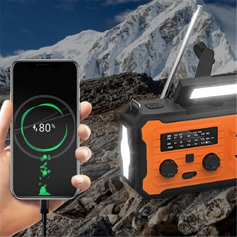 YX328 Emergency Hand Crank Solar LED Flashlight 4000mAh Power Bank FM Radio Camping Survive Tool - Green