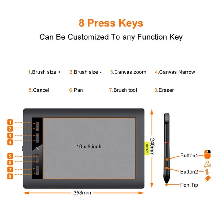 ACEPEN AP1060 8192 Pressure Sensitive Digital Writing Pad 10.6-Inch Graphics Drawing Tablet