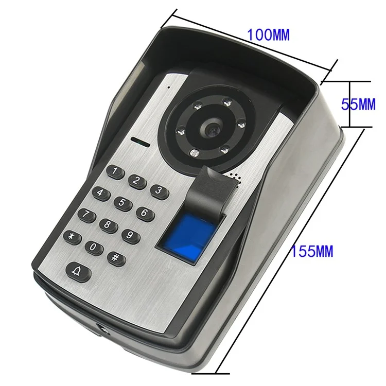 620FD11 7-inch Indoor Monitor + Password Fingerprint HD Door Bell Camera, EU Plug