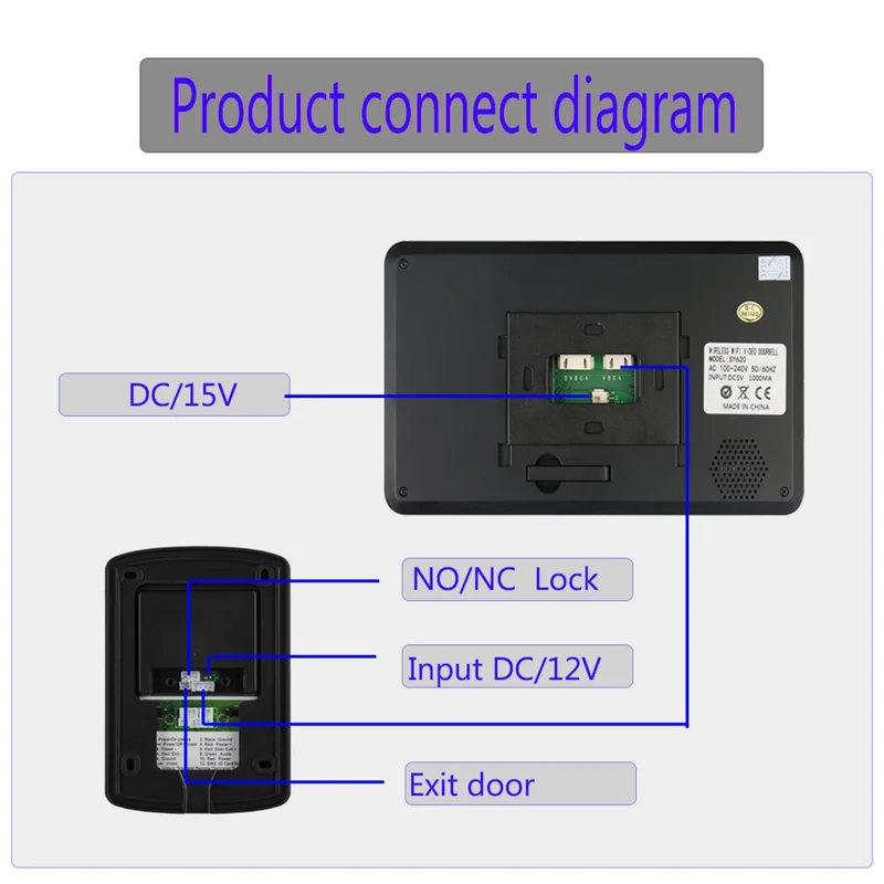 620FG11 7-inch Touch Screen Monitor + Night Vision Door Bell HD Camera, EU Plug