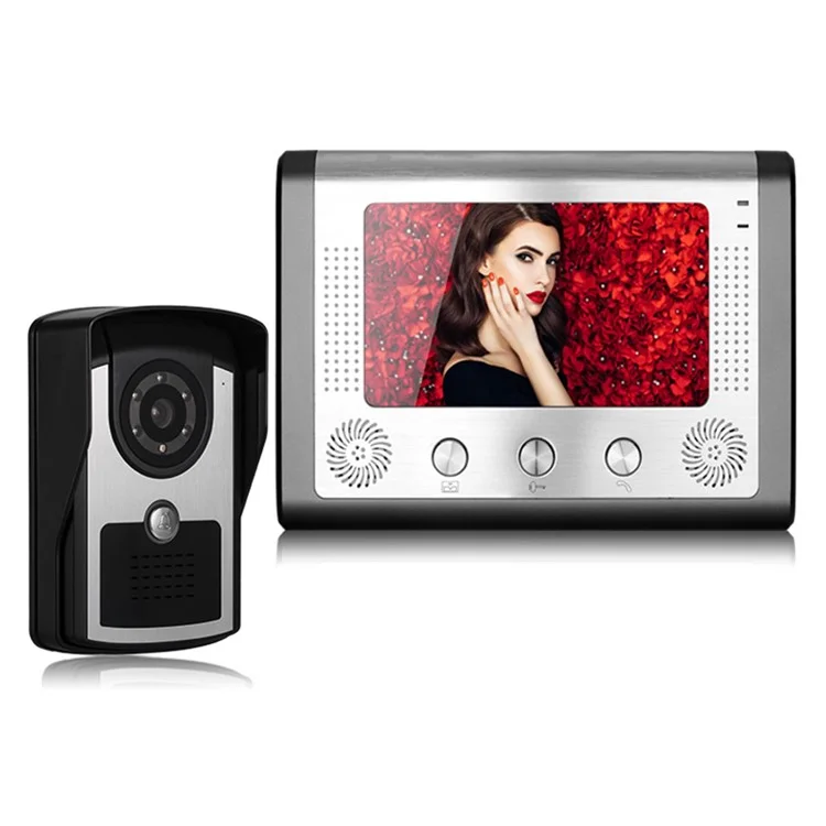 801FC11 7-inch Monitor + Rainproof HD Camera Smart Intercom Visual Doorbell, EU Plug