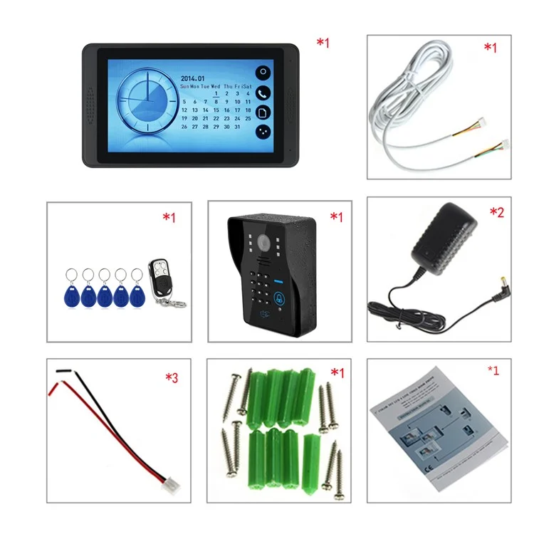 620MJIDS11 EU Plug 7" Video Doorbell Support Password / ID Card / Remote Unlock