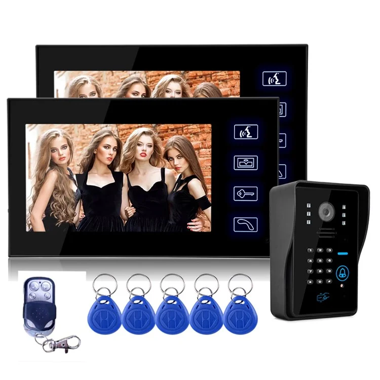 806MJIDS12 EU Plug 7-inch Home Intercom Video Doorbell, 1 Camera+2 Monitor