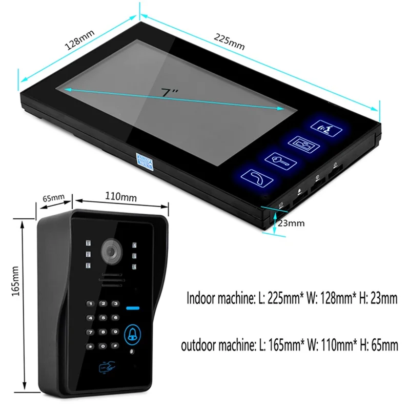 806MJIDS13 1 Camera+3 Monitor EU Plug 7" Video Door Phone Doorbell Intercom