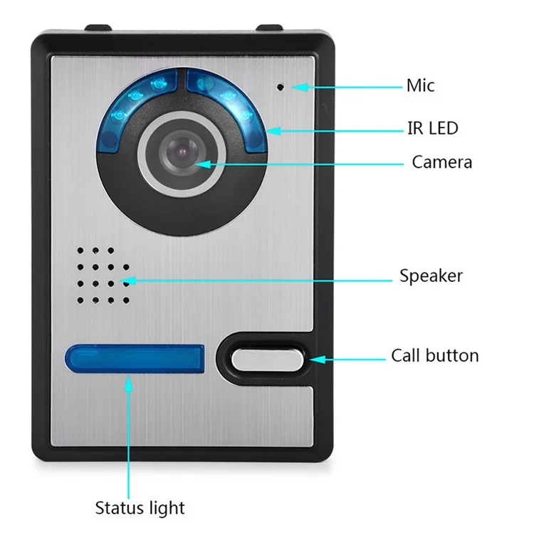 801FA12 1 Camera+2 Monitor EU Plug 7-inch Wired Video Doorbell Intercom Kit