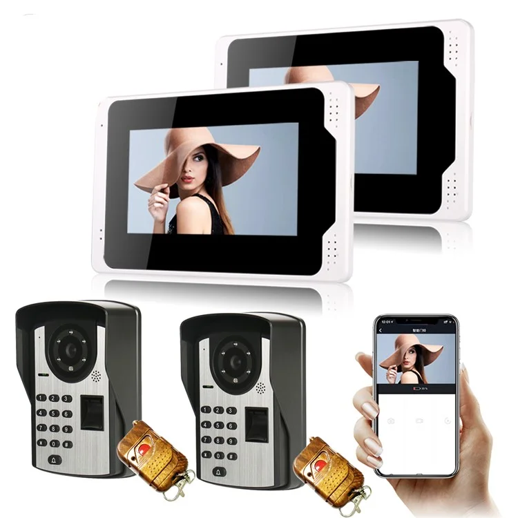 701FD22 Sonnette connectée Tuya Smart 1080P WiFi avec double écran, détection de mouvement, prise UE 