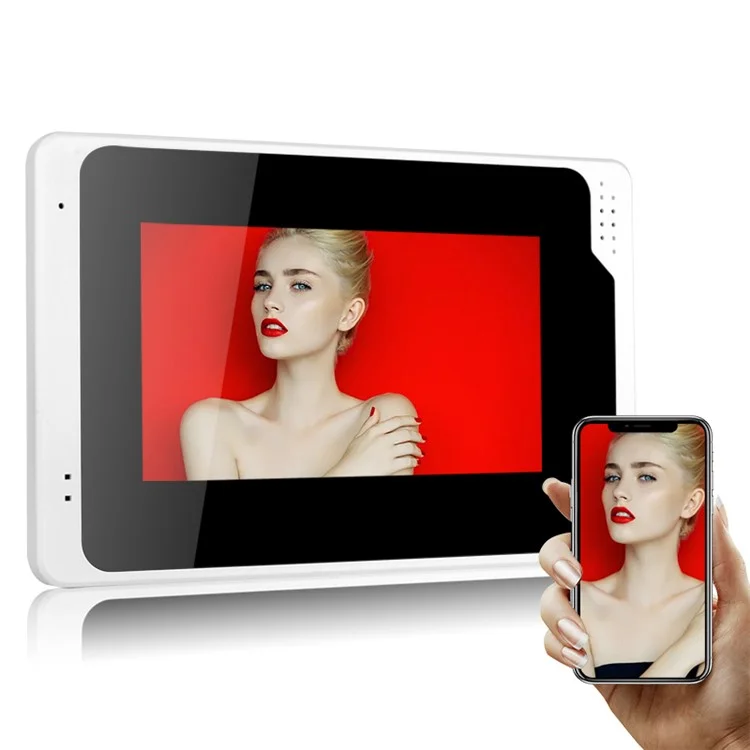 701FD22 Sonnette connectée Tuya Smart 1080P WiFi avec double écran, détection de mouvement, prise UE 