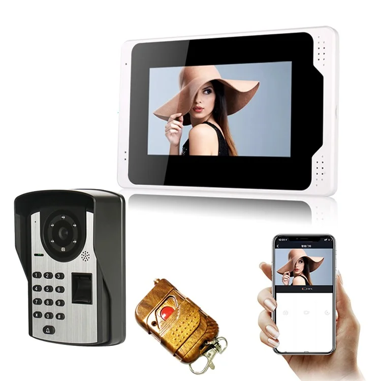 701FD11 1 Indoor Monitor + 1 Doorbell 1080P Camera Password Machine, EU Plug