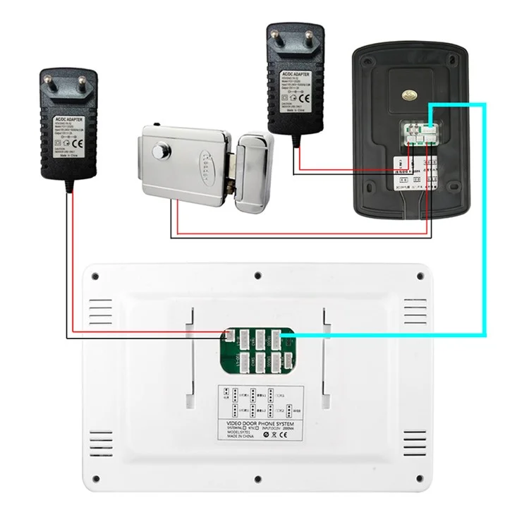 701FD11 1 Indoor Monitor + 1 Doorbell 1080P Camera Password Machine, EU Plug