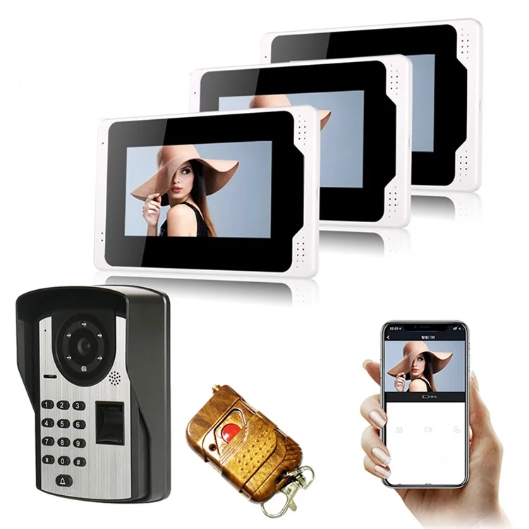 701FD13 1 Telecamera 1080P Password Door Bell + 3 Monitor Interni, Spina EU