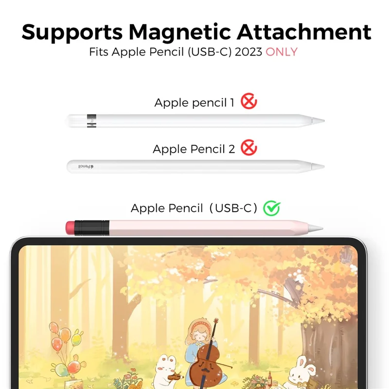 AHASTYLE PT180-3 For Apple Pencil (USB-C) Stylus Pen Soft Silicone Sleeve - Pink