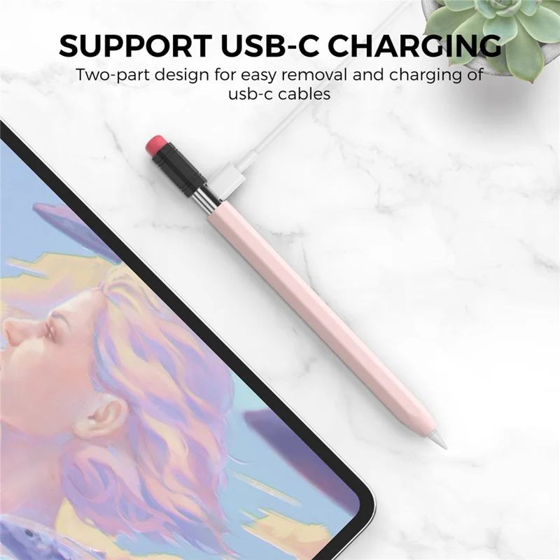 AHASTYLE PT180-3 For Apple Pencil (USB-C) Stylus Pen Soft Silicone Sleeve - Pink