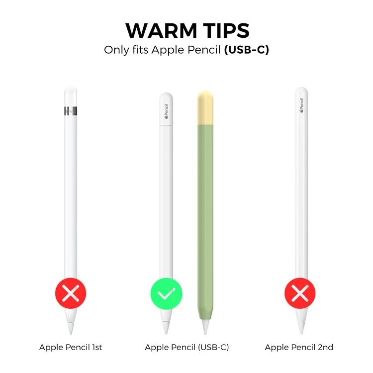AHASTYLE PT65-3 Per Apple Pencil (USB-C) Color Splicing Silicone Protect Sleeve - Avocado Green+Lemon Yellow