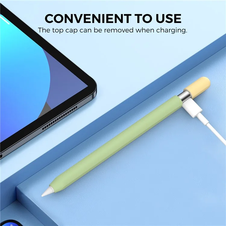 AHASTYLE PT65-3 Per Apple Pencil (USB-C) Color Splicing Silicone Protect Sleeve - Avocado Green+Lemon Yellow