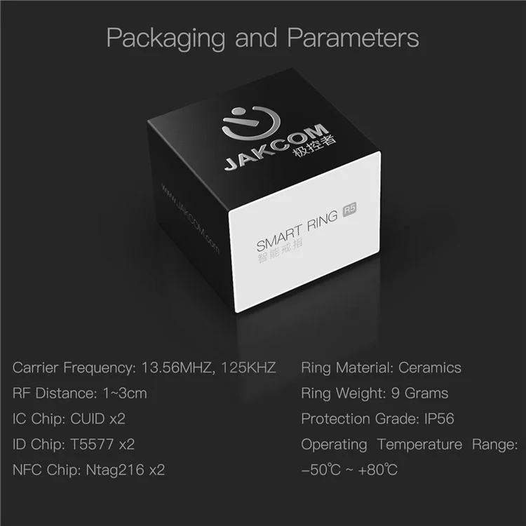 JAKCOM R5 Smart Ring IC / ID / NFC Reader 2 Health Stones Multi-Function Ring - M