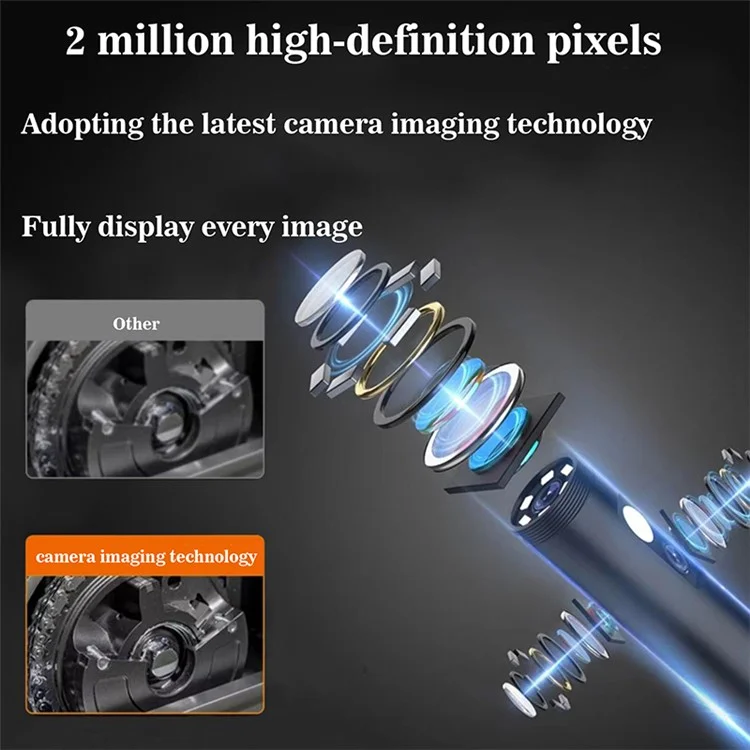 MS20 Cámara de inspección Endoscopio de Triple Lente con Luz LED Cable Rígido de 2m 