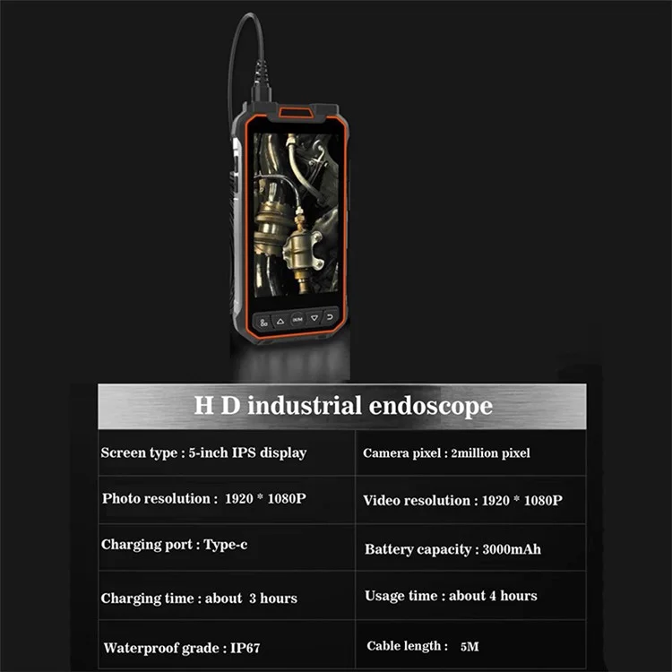 MS20 5m Fil Dur LED Borescope Étanche