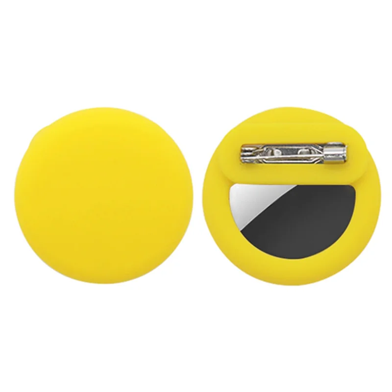 Protective Case for Apple Airtag Brooch Style Kids Pets Bluetooth-compatible Tracker Silicone Cover - Yellow